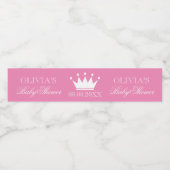 Rosa Prinzessin Kronchie Mädchen Baby Dusche Brauc Wasserflaschenetikett (Einzelnes Label)