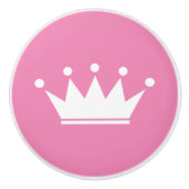 Rosa Prinzessin Kronenkronen Kinderzimmer Türschub Keramikknauf (Vorderseite)