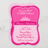 Rosa Prinzessin Kronenspirale Geburtstag Einladung (Vorne/Hinten)