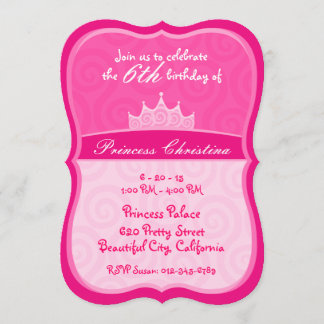 Rosa Prinzessin Kronenspirale Geburtstag Einladung