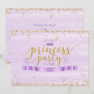 Rosa Prinzessin Lila & Gold Einladungen zum Geburt