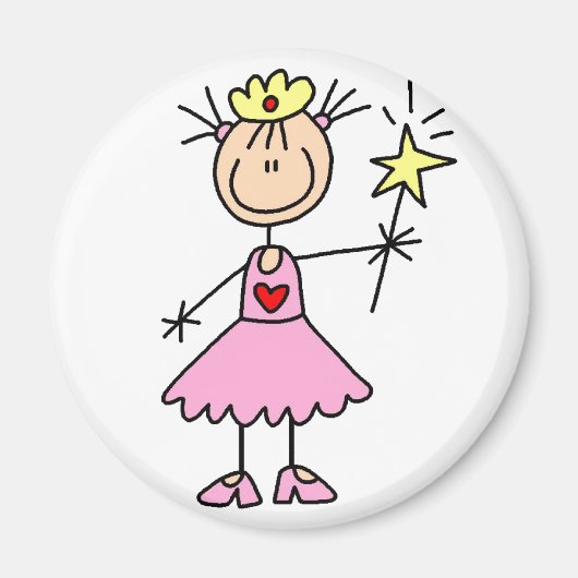 Rosa Prinzessin mit Wand-Magnet Magnet (Vorne)