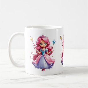 Rosa Prinzessin mit zauberhafter Wand und Tiara Kaffeetasse