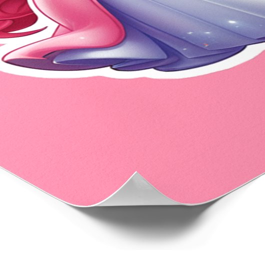 Rosa Prinzessin mit zauberhafter Wand und Tiara Poster (Ecke)