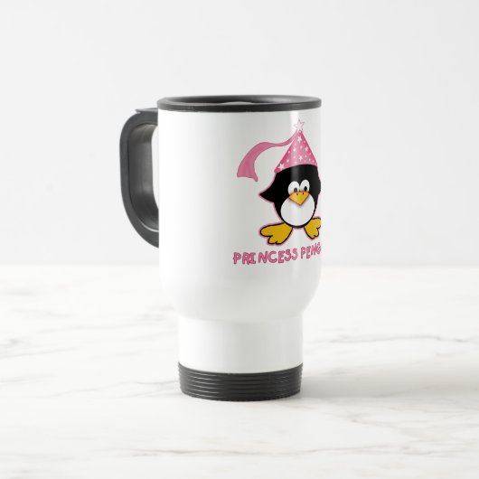 Rosa Prinzessin Penguin Reisebecher (Vorderseite Links)