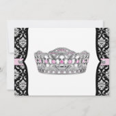 Rosa Prinzessin Pink Black Damask Kinderdusche Einladung (Rückseite)