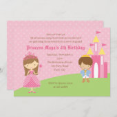 Rosa Prinzessin & Prince Einladung zum Geburtstag (Vorne/Hinten)