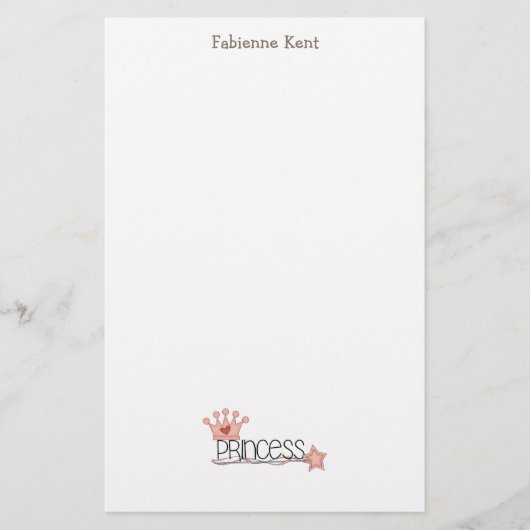 Rosa Prinzessin · Prinzessin Wordart Briefpapier (Vorderseite)