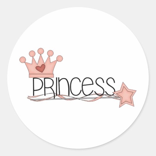 Rosa Prinzessin - Prinzessin Wordart Runder Aufkleber (Vorderseite)