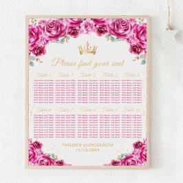 Rosa Prinzessin Quinceañera 10 Tabelle Sitzplan Poster