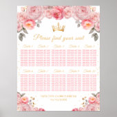 Rosa Prinzessin Quinceañera 10 Tische Sitzplan Poster (Vorne)