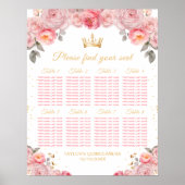 Rosa Prinzessin Quinceañera 8 Tische Sitzplan Poster (Vorne)