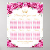 Rosa Prinzessin Quinceañera 8 Tische Sitzplan Poster (Vorne)