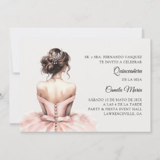 Rosa Prinzessin Quinceañera Spanisch 15. Geburtsta Einladung