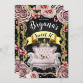 Rosa Prinzessin Rose & Schmetterlinge Süß 16 Einladung (Vorne/Hinten)