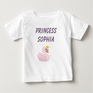 Rosa Prinzessin schwan auf weißem Namen Baby T-shirt