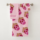 Rosa Prinzessin Skull Skeleton Badhandtuch Set (Insitu)