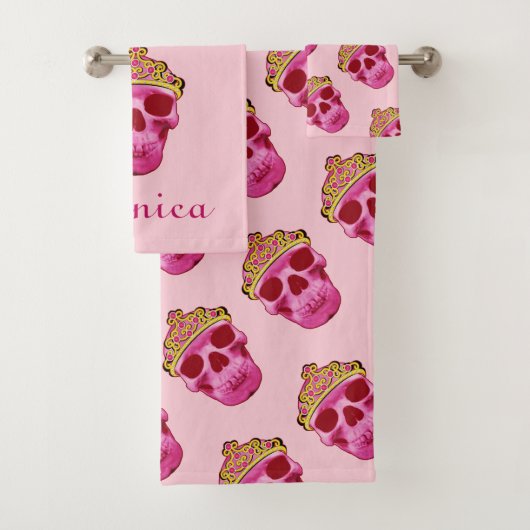 Rosa Prinzessin Skull Skeleton Badhandtuch Set (Insitu)