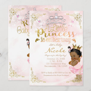 Rosa Prinzessin Sparkle Ethnic Dark Skin Baby Dusc Einladung