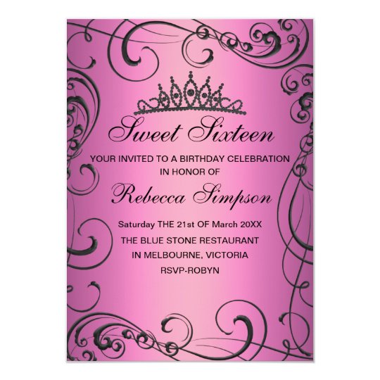 Rosa Prinzessin Sweet 16 Geburtstags Einladung Einladung Zazzle De