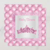Rosa Prinzessin Thema Baby Dusche Diamanten Tiara Einladung (Vorne/Hinten)