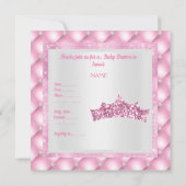 Rosa Prinzessin Thema Baby Dusche Diamanten Tiara Einladung (Rückseite)