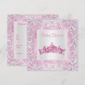 Rosa Prinzessin Thema Babydusche tiara Einladung (Vorne/Hinten)
