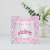Rosa Prinzessin Thema Babydusche tiara Einladung (Stehend Vorderseite)