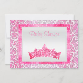 Rosa Prinzessin Thema Babydusche tiara hell Einladung