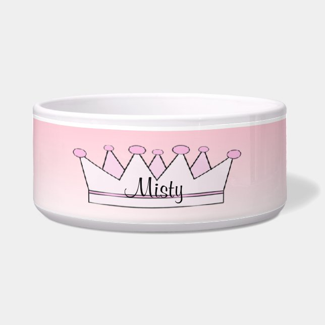 Rosa Prinzessin Tiara Crown Dog Bowl Napf (Vorderseite)