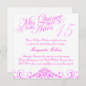 Rosa Prinzessin Tiara Quinceanera Einladung (Vorne/Hinten)