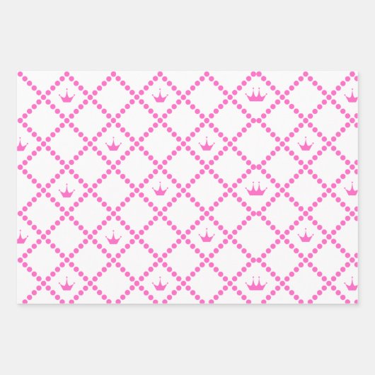 Rosa Prinzessin und Schloss mit Muster Geschenkpapier Set (Vorderseite 3)