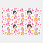 Rosa Prinzessin und Schloss mit Muster Geschenkpapier Set (Vorderseite 2)
