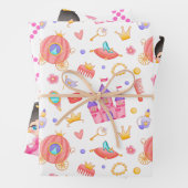 Rosa Prinzessin und Schloss mit Muster Geschenkpapier Set (Beispiel)
