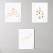 Rosa Prinzessin Unicorn Girls Zimmerdekor Bilderwand Sets (Vorderseite)