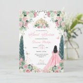 Rosa Prinzessin Verzauberter Garten 16 . Geburtsta Einladung (Stehend Vorderseite)