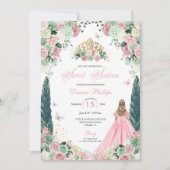 Rosa Prinzessin Verzauberter Garten 16 . Geburtsta Einladung (Vorderseite)