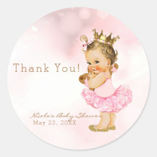 Rosa Prinzessin Vintage Babymädchen-Partygeschenk Runder Aufkleber