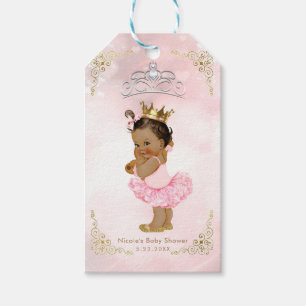 Rosa Prinzessin Vintage Braune Baby Mädchen Shower Geschenkanhänger