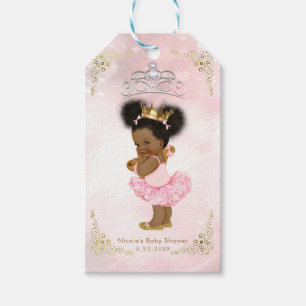 Rosa Prinzessin Vintage Schwarze Babymädchen-Party Geschenkanhänger