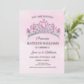 Rosa Prinzessin Wasserfarben-Geburtstag Einladung (Stehend Vorderseite)