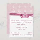 Rosa Prinzessin zum Geburtstag Einladung (Vorne/Hinten)