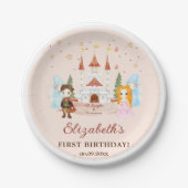 Rosa Prinzessinnen und Knights Geburtstagsparty Pappteller (Vorderseite)