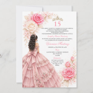 Rosa Prinzessinnenkleid Sweet 15 Elegant Roségold Einladung