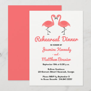 Rosa Probe Dinner Flamingo Hochzeit Luau Strand Einladung