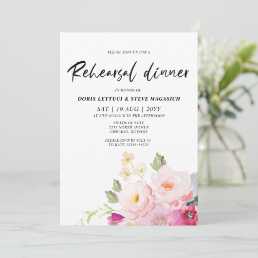 Rosa Probe Einladung (Stehend Vorderseite)