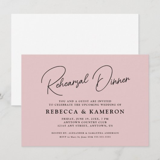 Rosa Probe Einladung (Vorne/Hinten)