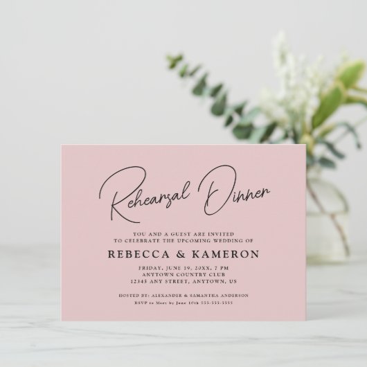 Rosa Probe Einladung (Stehend Vorderseite)