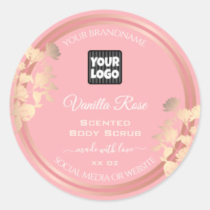 Rosa Produktverpackungsmarken Rose Gold-Rahmen-Log Runder Aufkleber