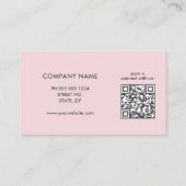 Rosa Professioneller Einfacher Logo QR-Code Visitenkarte (Rückseite)